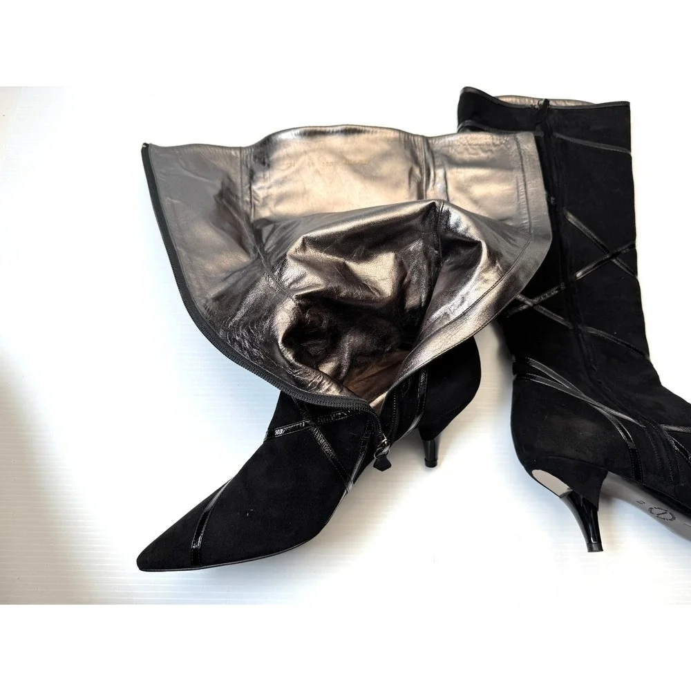 Georgina Goodman Suede Kitten Heel Boots Women 40 US‎ 9? NWOB Art to wear RARE